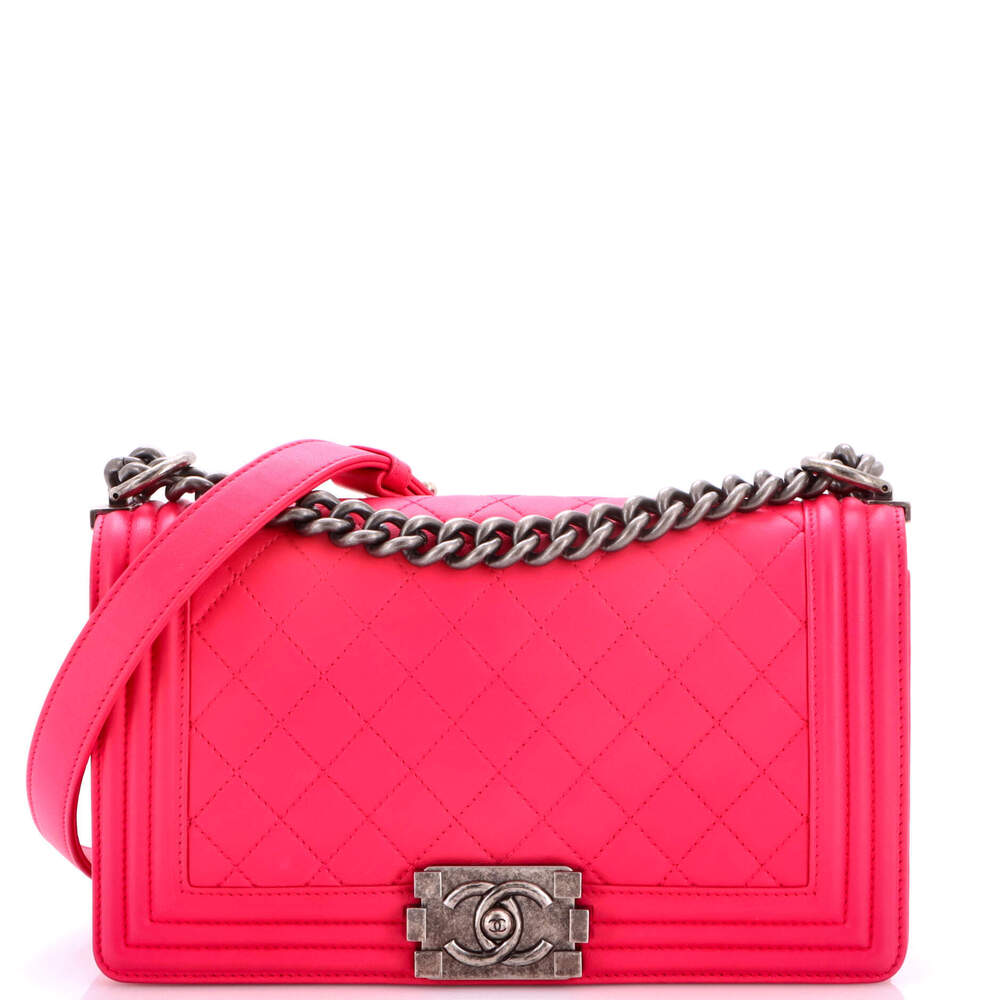 Chanel Old Medium Boy Flap Bag Quilted Lambskin